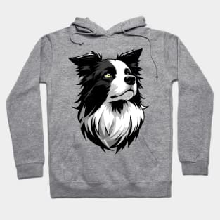 Stunning and Cool Border Collie Monochrome and Gold Portrait for Father's Day Hoodie
